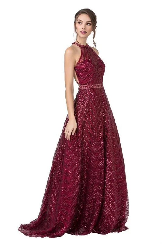 Get The Latest Trends Long Formal Halter Sequins Prom Ball Gown