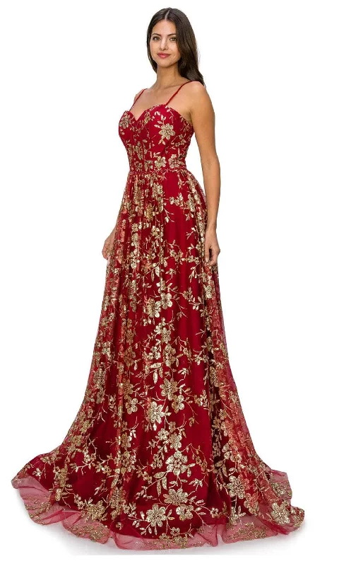 Explore What'S New Cinderella Couture 8043J - Sweetheart Floral Glitter Prom Gown