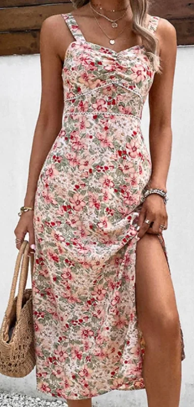 Mega Sales Floral Spaghetti Split Dress