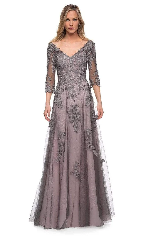 Limited Stock La Femme - 29205 Floral Embroidered A-line Gown