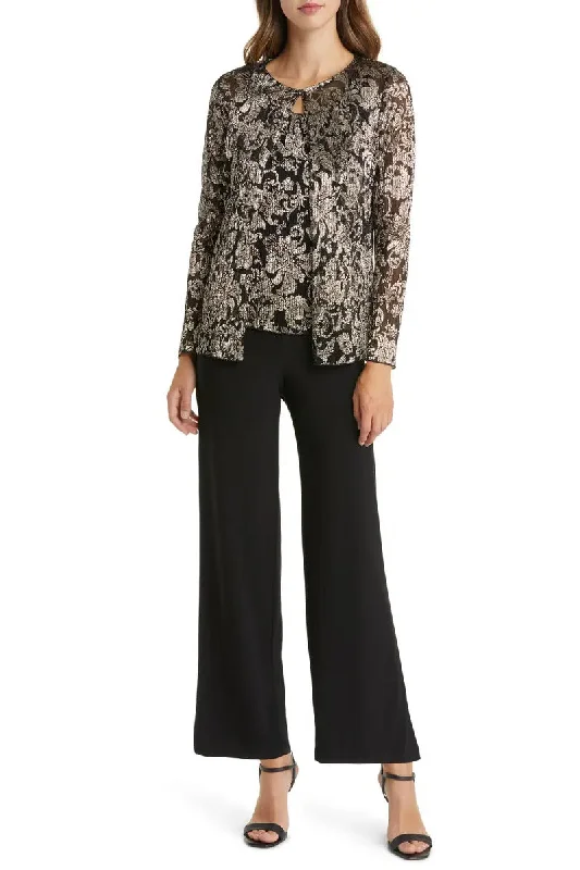 Special Offers Marina 268394 Long Metallic Floral Mother of the Bride Pantsuit