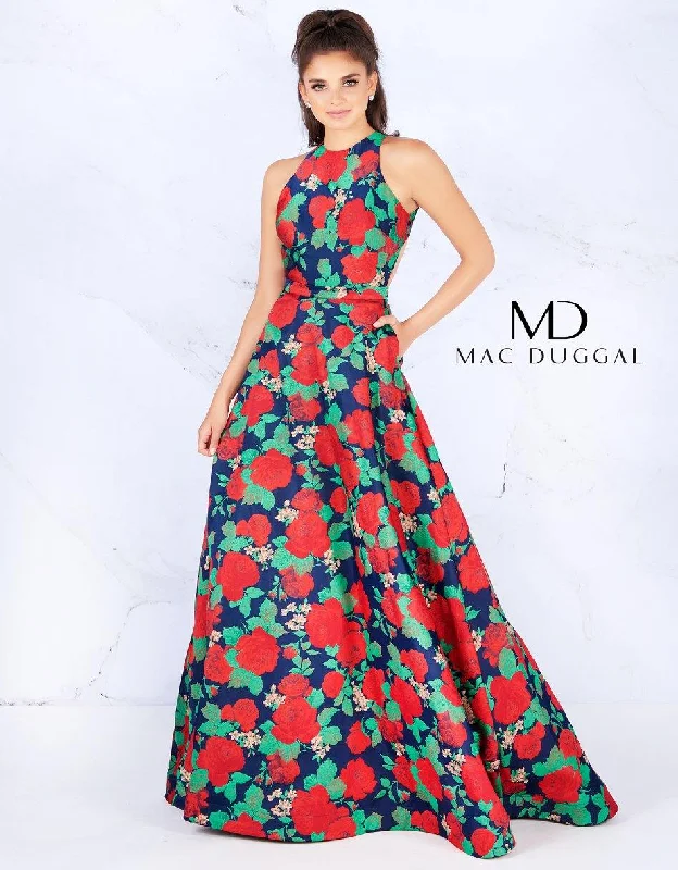 New Season Fashion Preview Sale Mac Duggal 55162 Long Formal Floral Print Dress