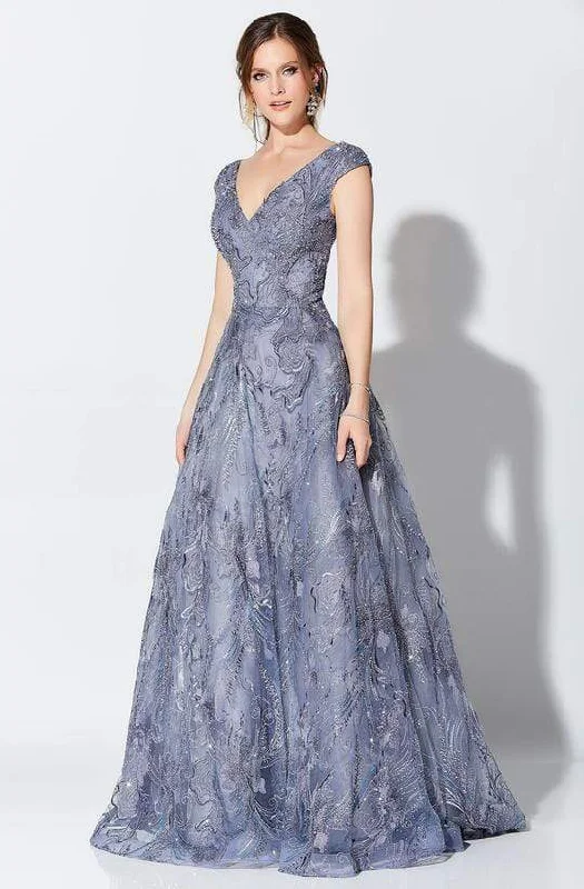 Stylish Savings Mon Cheri - Deep V-Neck Embroidered Tulle Ballgown 119D50 - 1 pc Delphinium In Size 10 Available