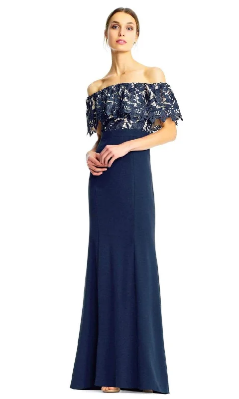 Hot Sale Aidan Mattox - Floral Lace Off-Shoulder Sheath Dress MN1E202072