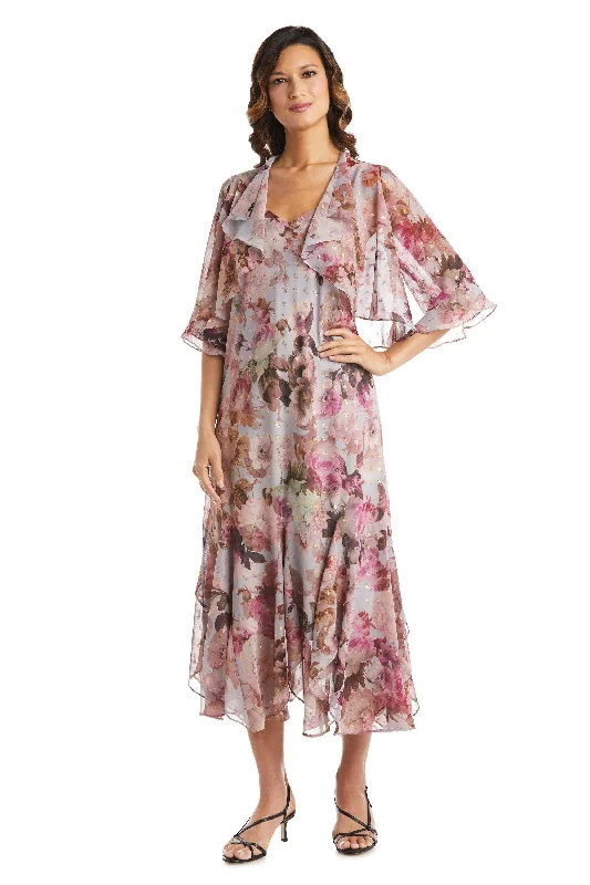 Urban Fashion R&M Richards 7925P Long Petite Floral Chiffon Dress Sale