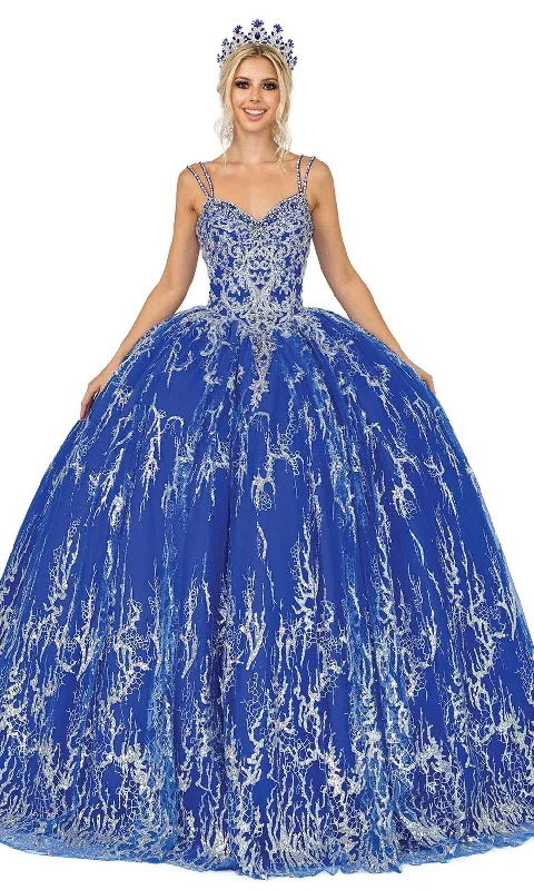 Fashion Frontiers Dancing Queen - Sleeveless Lace-Up Back Tie Embellished Ballgown 1641 - 1 pc Royal Blue in Size XS Available