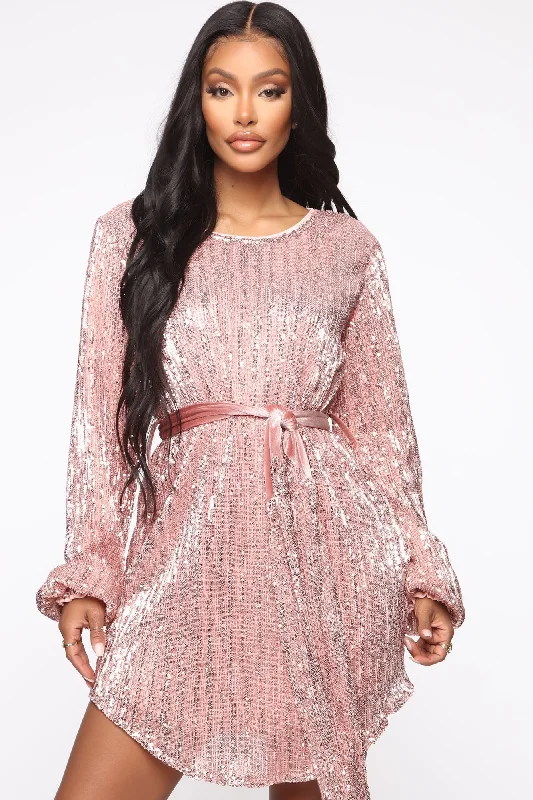 Luxe Style Discounts Glimmer Of Light Sequin Mini Dress - RoseGold