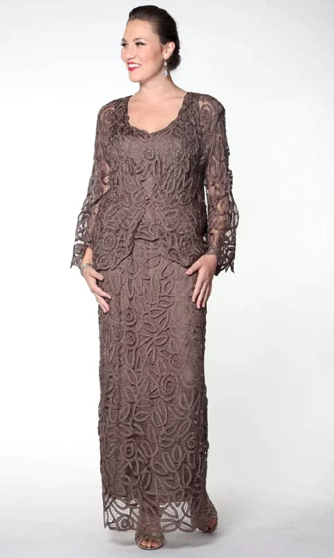 Chic And Edgy Soulmates D7107 - Hand Crochet 3/4 Bell Sleeve Three Piece Evening Gown