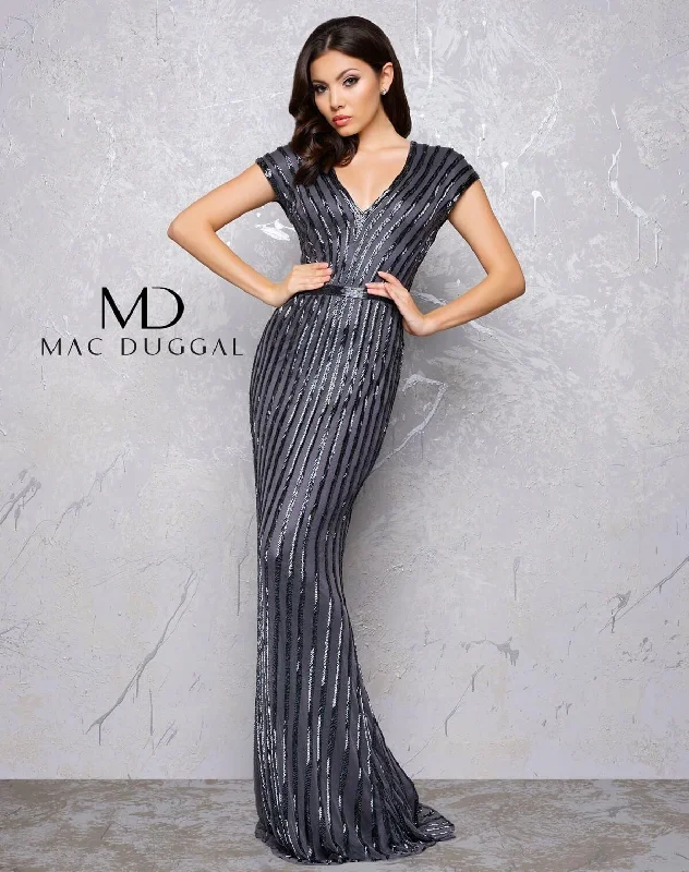 Catch Every Fashion Trend Mac Duggal 4431 Long Cap Sleeve Evening Prom Dress