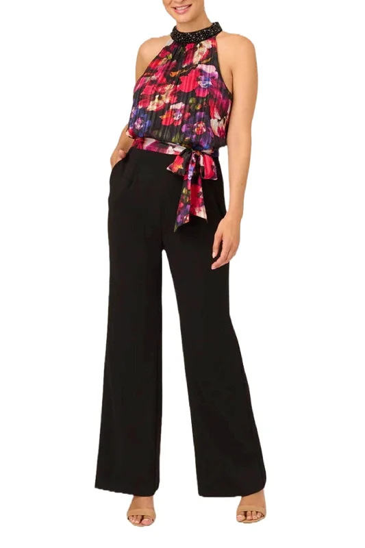 Big Discounts Adrianna Papell AP1E210757 - Pleated Floral Print Halter Pantsuit