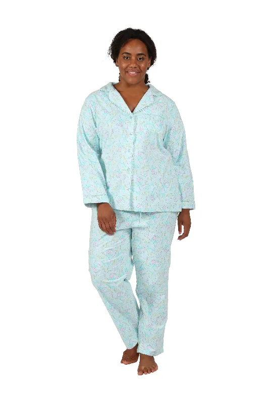 Exclusive Discounts Plus Size Wispy Floral Long Flannel Pajama Set