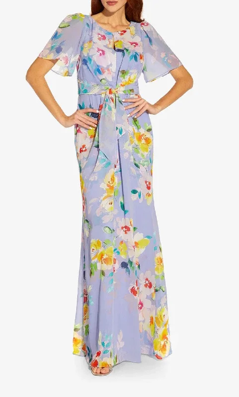 Must Haves Adrianna Papell AP1E209584 - Flutter Sleeve Floral Long Dress