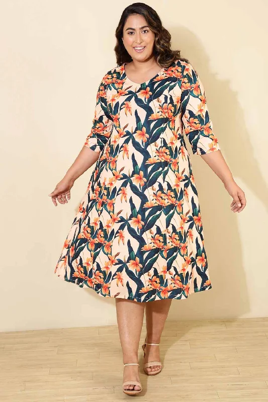 Flash Sale Starts Plus Size Floral A line Dress