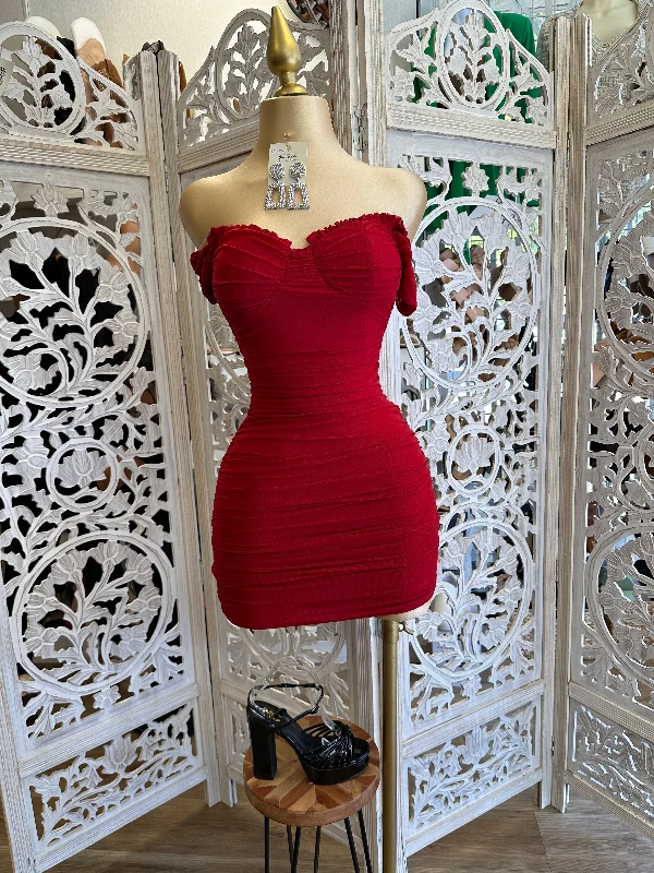 Vintage-Inspired Style Offers Red Ruffle Lined Mini Dress