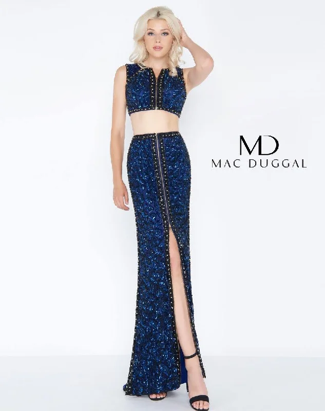 Break Fashion Norms Mac Duggal 4672 Long Two Piece Prom Sheath Dress