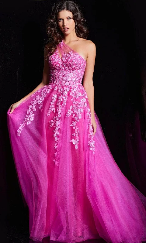 Limited Styles Jovani 39318 - Floral Asymmetrical Prom Dress