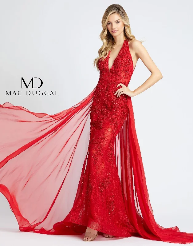 Hot Items Mac Duggal 66573 Prom Long Halter Lace Chiffon Gown