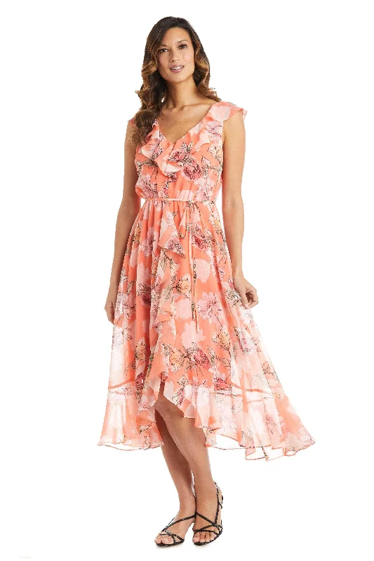 Trendy Styles R&M Richards 7804 High Low Print Chiffon Dress