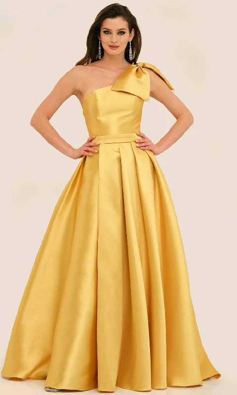 Chic Styles Dave & Johnny 11337 - Bow Accented One Shoulder Formal Gown