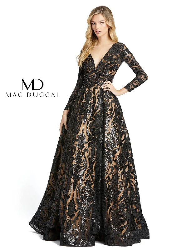 Limited Time Offer Mac Duggal Long Sleeve Sequins Ballgown Sale