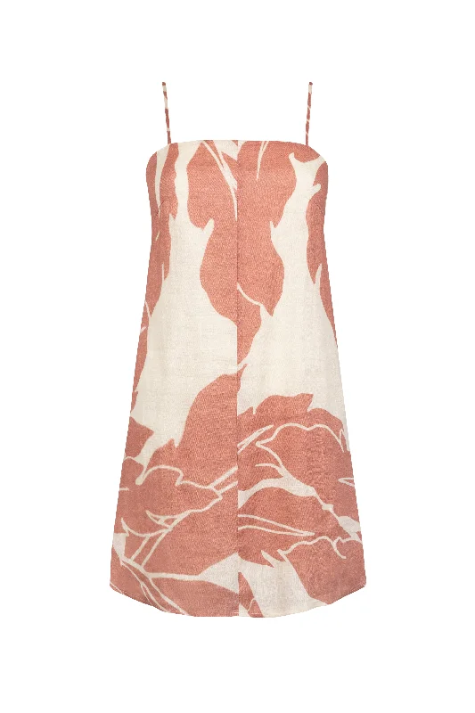 Shop Sales 'KU' Linen Mini Dress - Blush Print