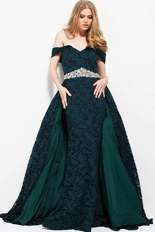 Fashionista Favorites Jovani 51901 Off the Shoulder Embellished Gown - 1 pc Green in size 20 Available