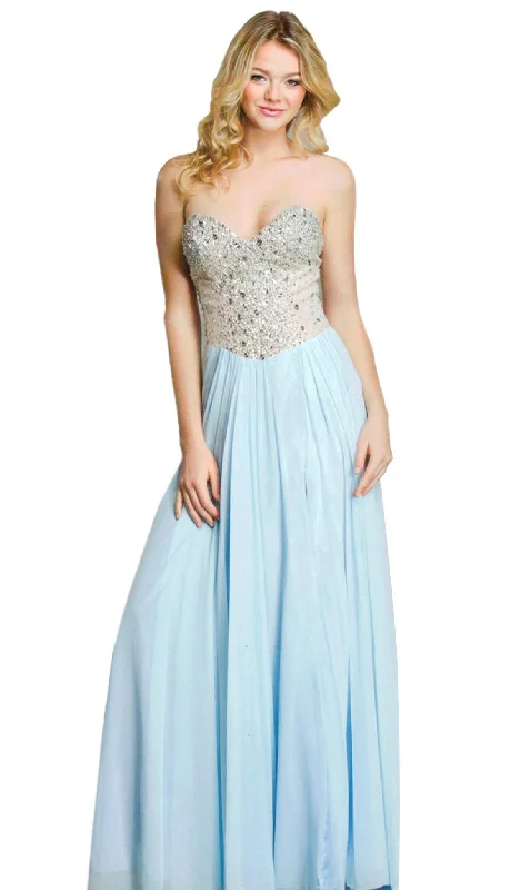 Crazy Price Slashing Trevi Collection - Beaded Sweetheart Jersey Gown with Slit