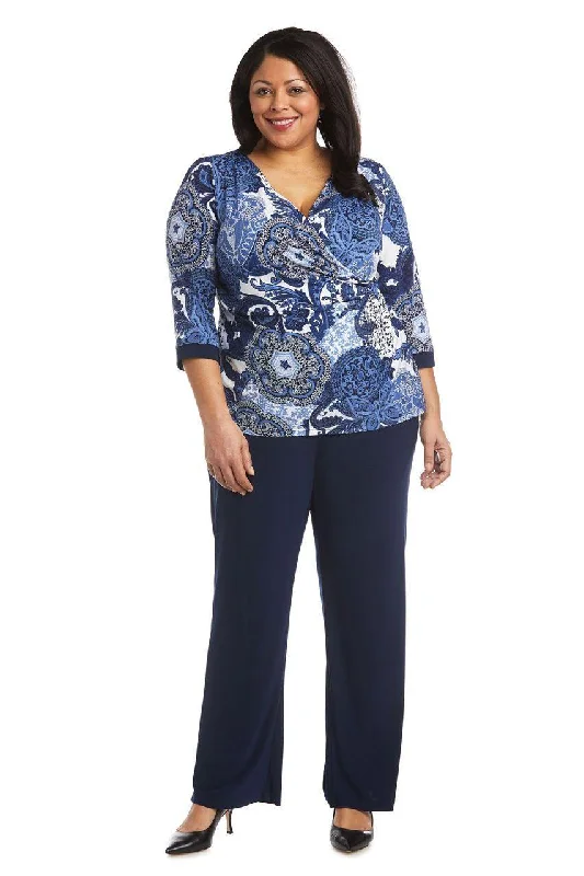 Luxe Style Discounts R&M Richards 7854W Plus Size Two Piece Pant Set