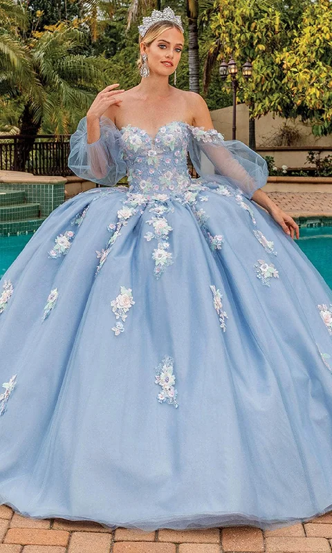 Hot Picks Dancing Queen 1871 - Puff Sleeves Floral Ballgown