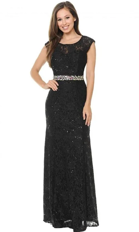 Flash Sale Lenovia - 5131 Floral Lace Cap Sleeves Evening Dress