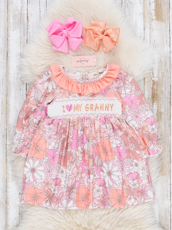 Statement Fashion Offers Peach Floral Smocked Granny Love Dress