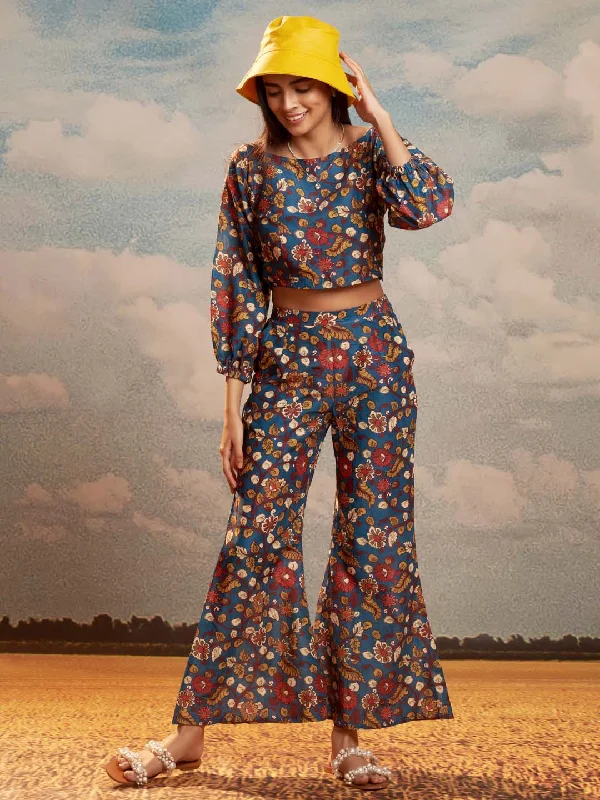 Ends Soon Multicolor Floral Print Muslin Straight Co-Ord Set