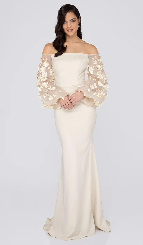 Smart Casual Deals Terani Couture - 1911E9128 Off-Shoulder Floral Mother of the Bride Gown