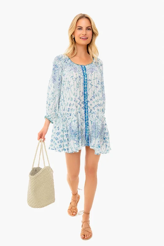 Budget-Friendly Fashion Blue Parrot Batik Tesorino Mini Dress