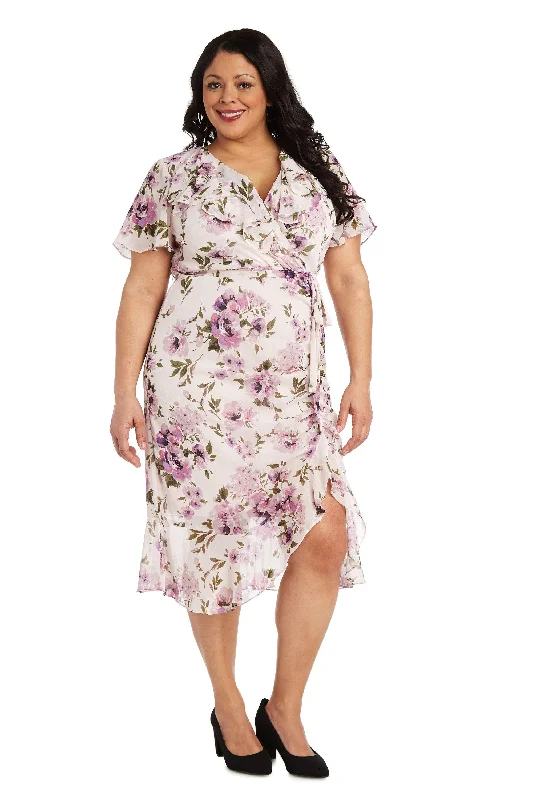 End Of Season Sale R&M Richards 7776W High Low Plus Size Chiffon Dress