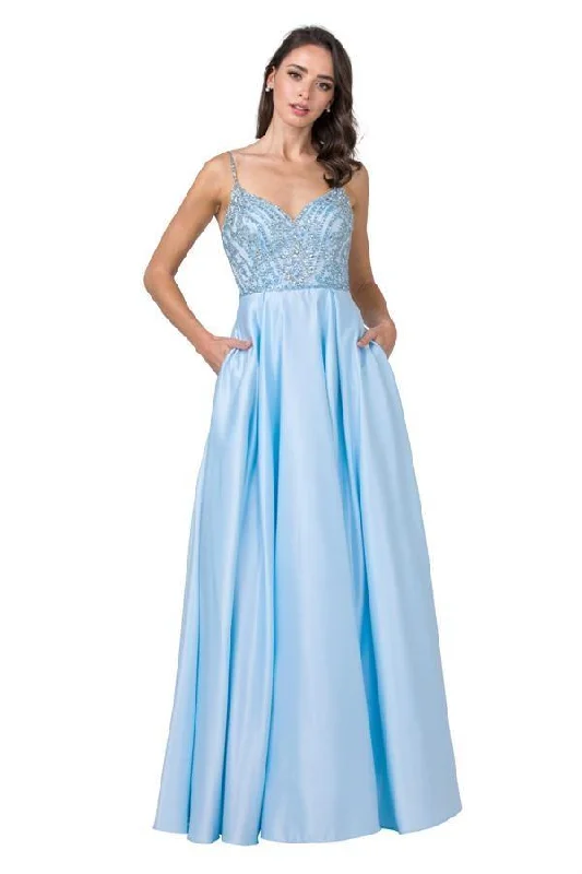 Comfortable Chic Long Formal Beaded Spaghetti Strap Prom Ball Gown