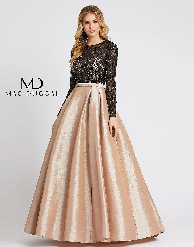 Special Offers, Don't Miss Mac Duggal 12121 Prom Long Sleeve Satin Ball Gown