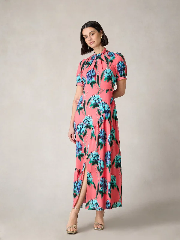 Contemporary Casual Deals Petite Scarlett Pink Floral Print Twist Neck Maxi Dress