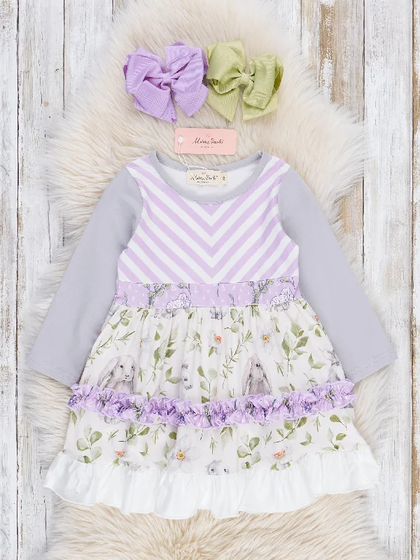 Glamorous Fashion Offers Heather Purple & Grey Floral Striped Dress