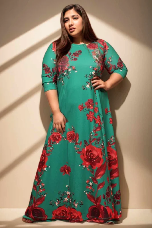 Absurdly Cheap Sale Ditsy Green Red Floral Dress