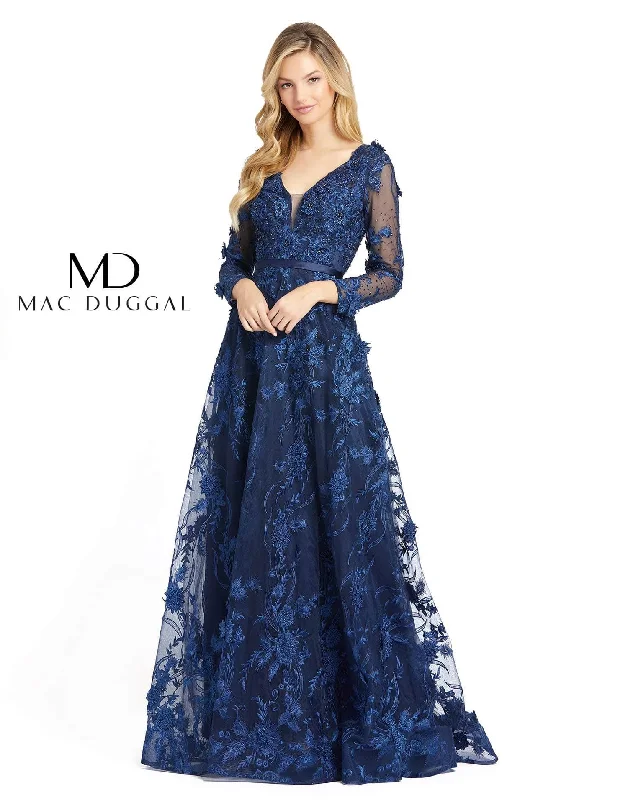 Statement Fashion Offers Mac Duggal Long Sleeve A Line Floral Evening Dress