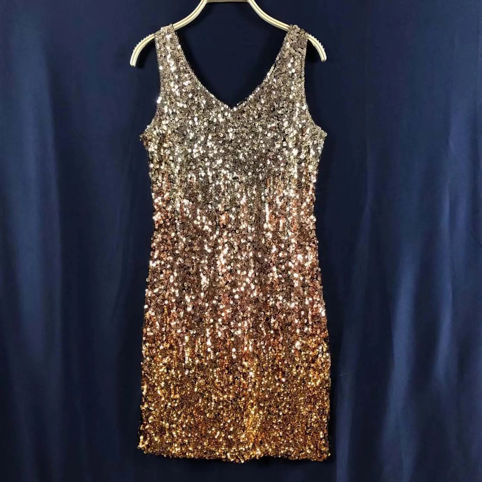 Fashion Forward, Function First JuliaFashion - Sequined Sleeveless Vest V-Neck Backless Sexy For Women Nightclub Vestidos Party Night Club 2024 Mini Dress