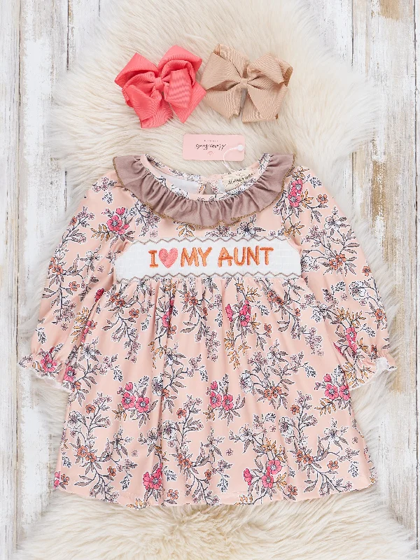 Cozy Chic Promotions Orange Floral Smocked Aunt Love Dress