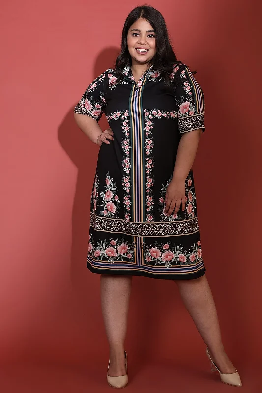 Crazy Price Slashing Black Floral Polo Dress