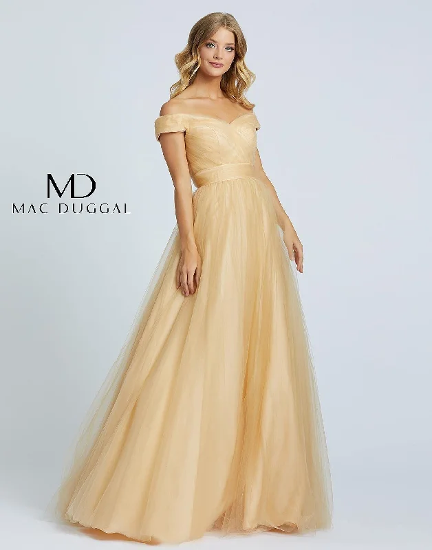 Top Brand Discounts Mac Duggal 48778 Long Off Shoulder A Line Prom Gown