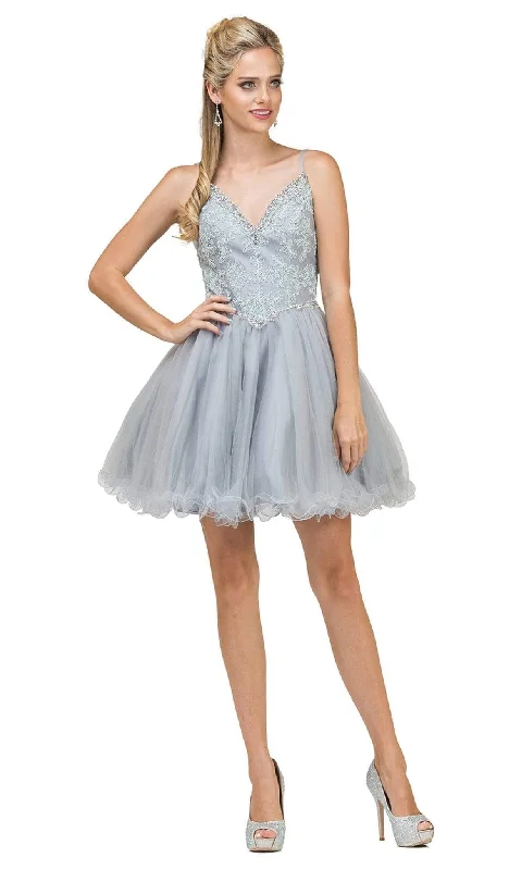 Holiday Attire Sale Dancing Queen - 2004 Beaded Floral Lace Tulle Cocktail Dress