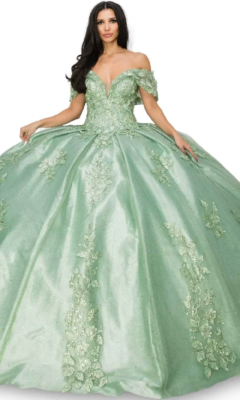 Limited Time Offer Cinderella Couture 8045J - Floral Appliqued Deep Sweetheart Ballgown