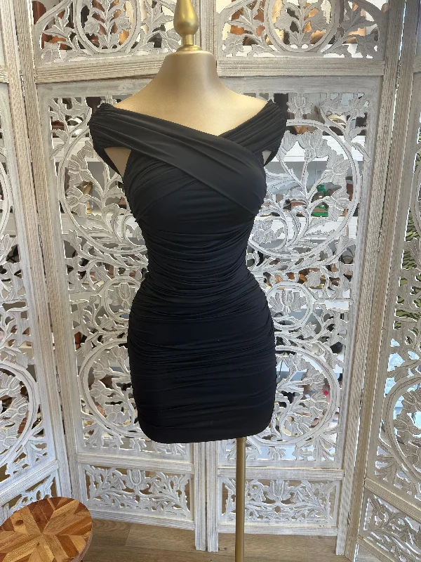 Shop The Hottest Deals Black Crossed Mini Dress