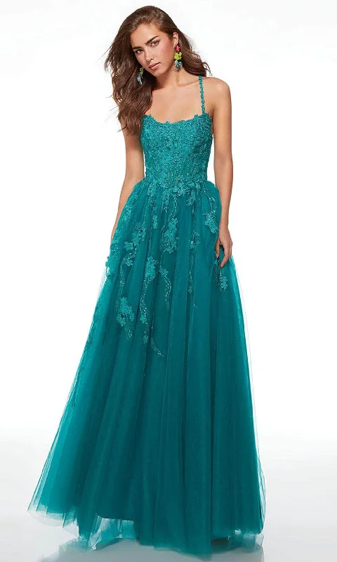 Limited Time Deal Alyce Paris 61541 - Floral Lace Applique A-line Prom Dress