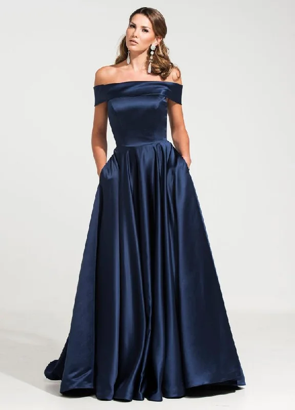 Casual Chic Ashley Lauren - Off Shoulder Pageant Ball Gown 1139 - 1 pc Navy In Size 4 Available